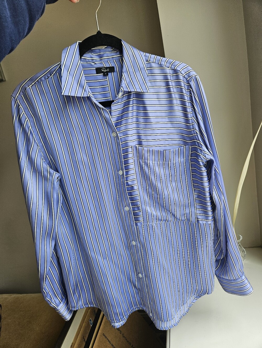 Rails 100% Silk Blue Striped Button-Up Spencer Shirt Moonlight Stripe - Size S - Picture 2 of 14